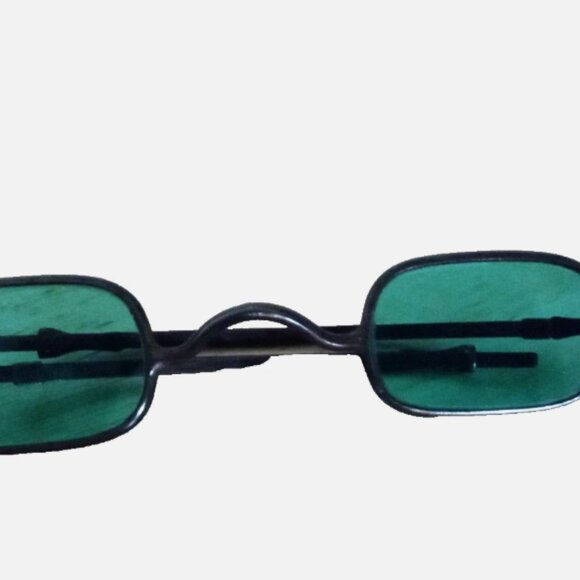 Antique Style Brass Eyeglasses Green Tint Rectangular Adjustable Arms Steampunk main image 7